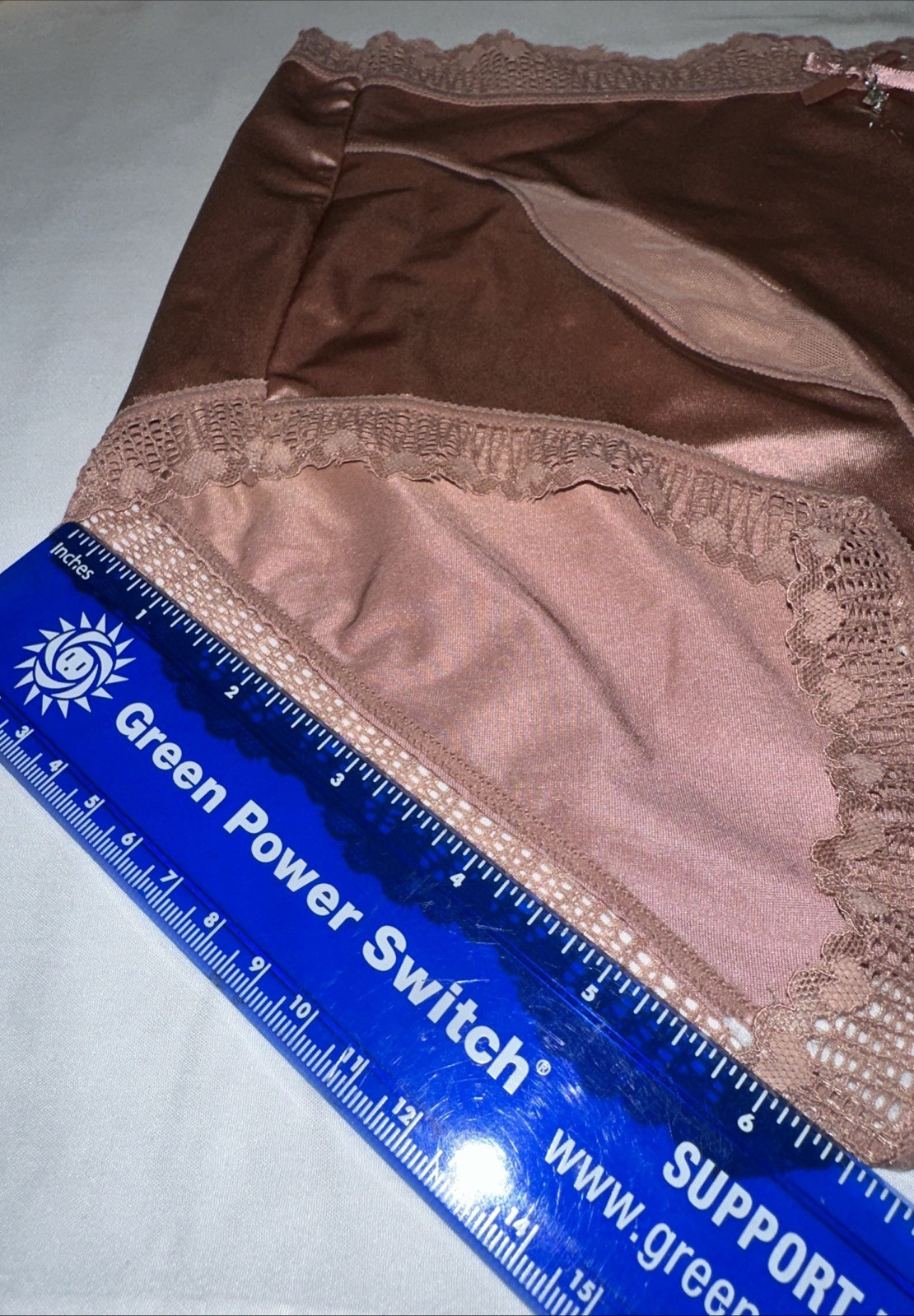~Shiny Large Rose Champagne Gem Nylon Lace Blended Panties W/Bow New Heart Lace