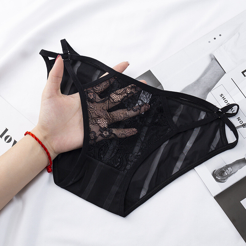 15 Types Women Sexy Black Lace Underpants Girl Mesh Gauze Breathe Briefs Panties