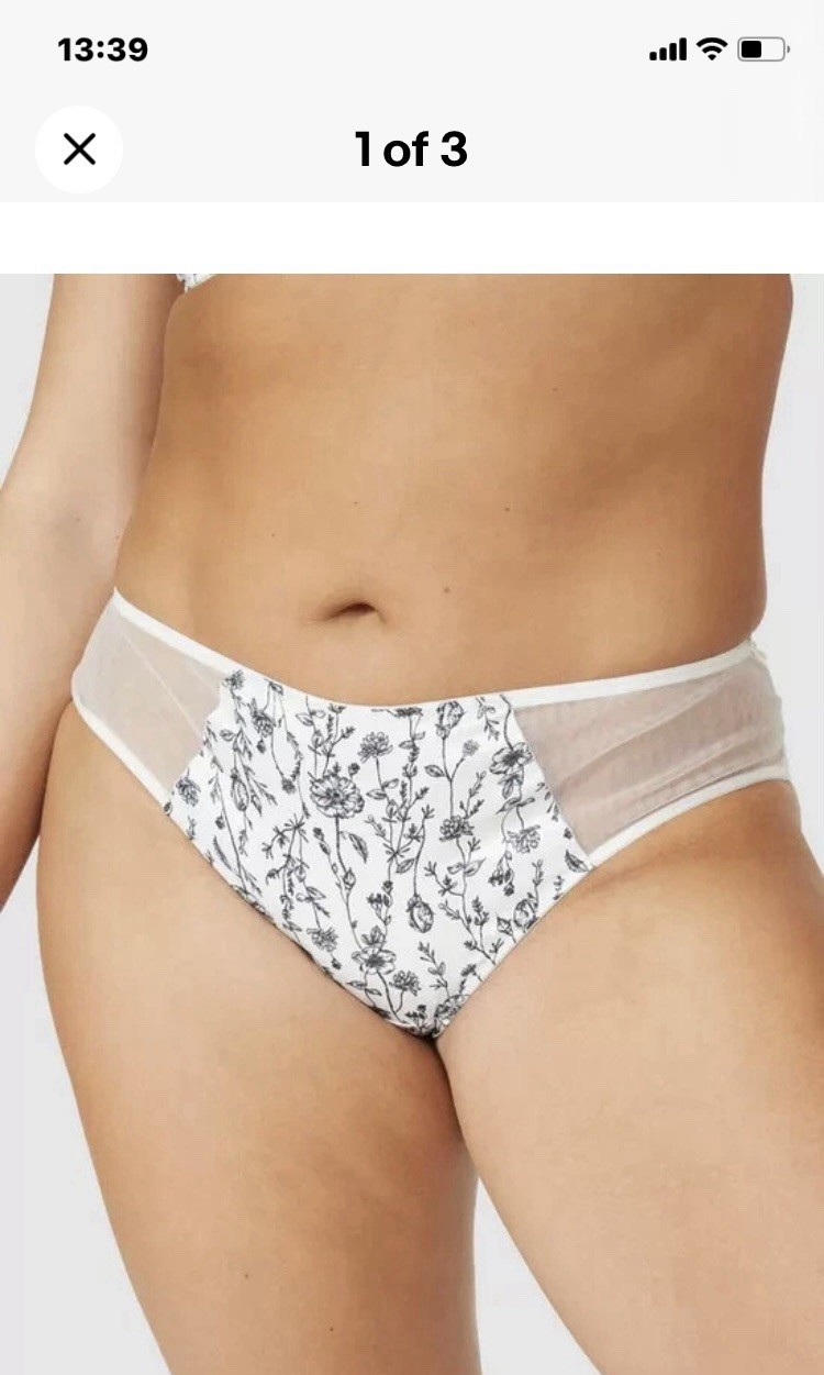 Gorgeous at Debenhams FlEmbroidery Brazilian Knickers Cream &Black Sze 10 X Two