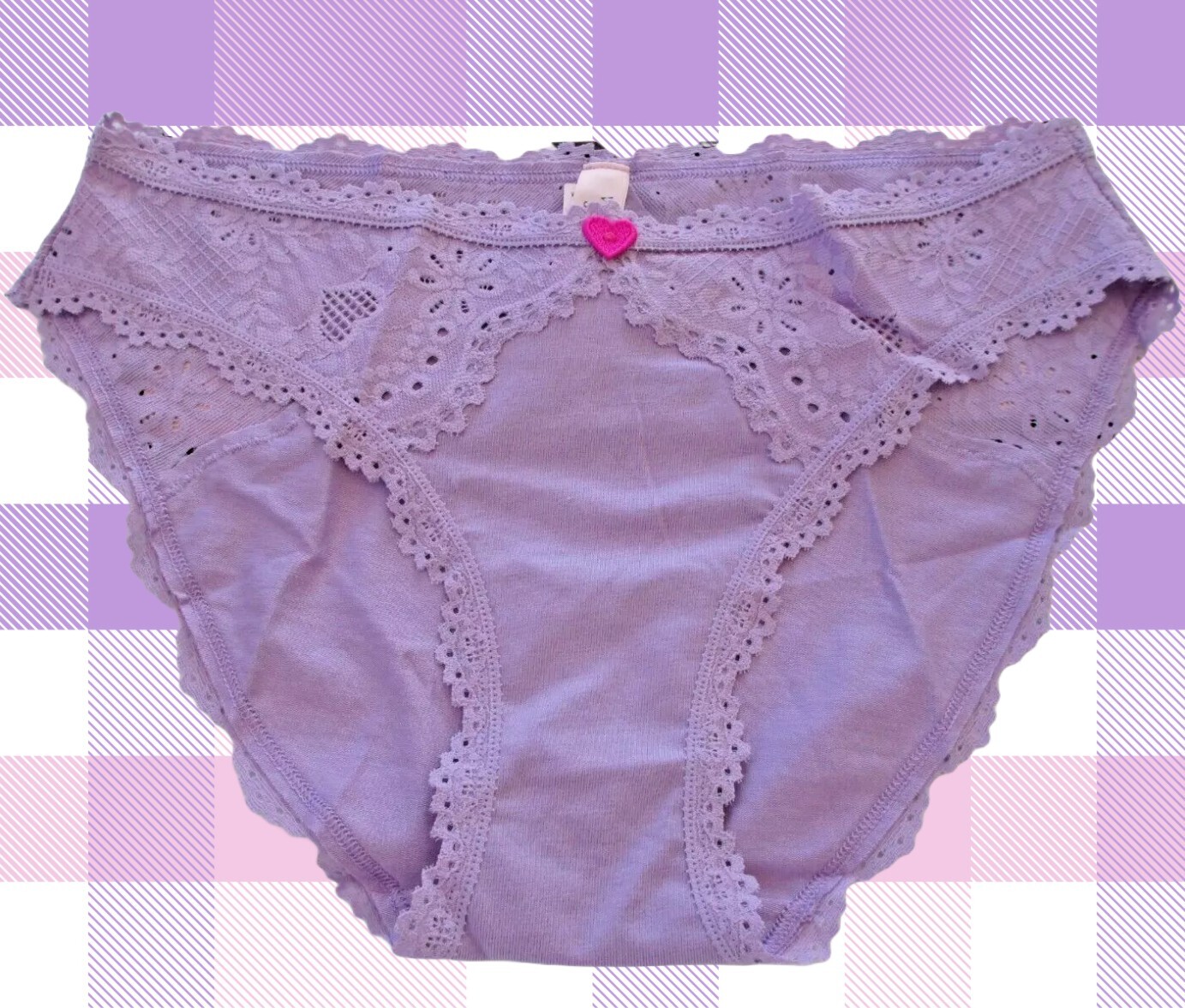 Victoria’s Secret Heart Eyelet Purple Cotton Bikini Panties M, L, XL, XXL