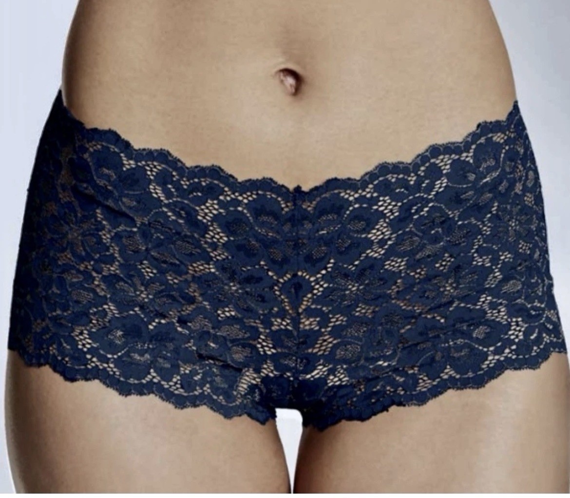 MAIDENFORM Women’s Plus Size Sexy Navy Lace Cheeky Boyshort Panty, Size-2XL