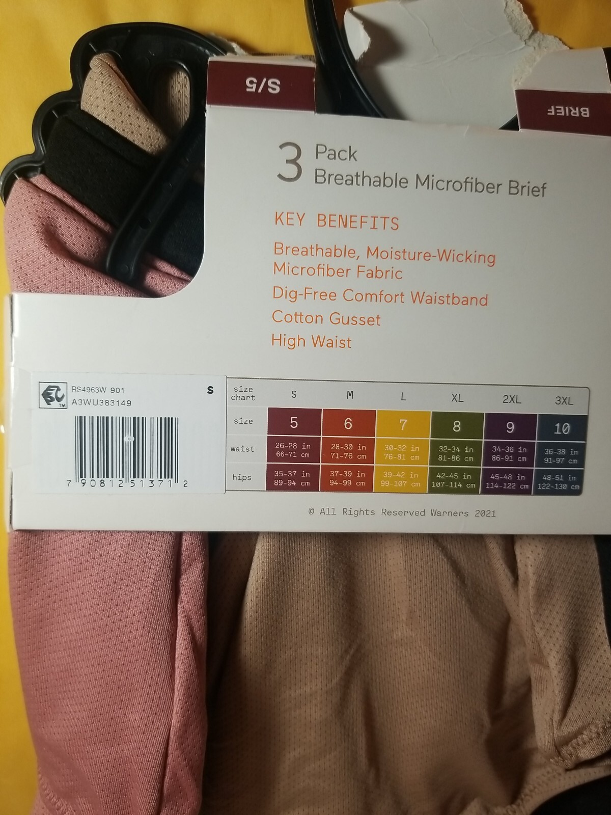 Warners Blissful Benefits 3-Pack Microfiber Brief Small, S/5 New.