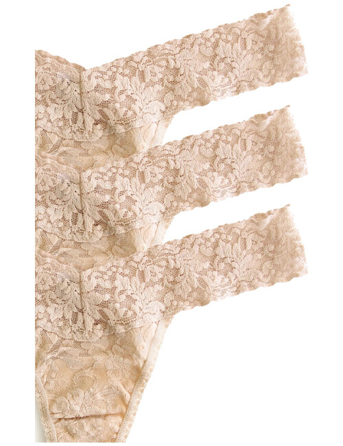 Hanky Panky Signature Lace Low Rise Thongs, Chai, 3-Pack – 49113PK CHAI