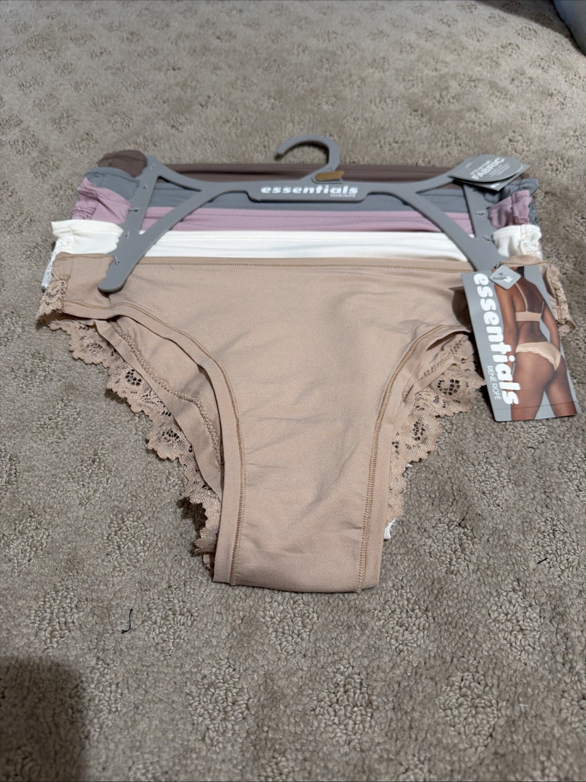 Essentials By Rene Rofe 5pk Flexible Fit Lace Tangas Panties. Sz M. NWT!
