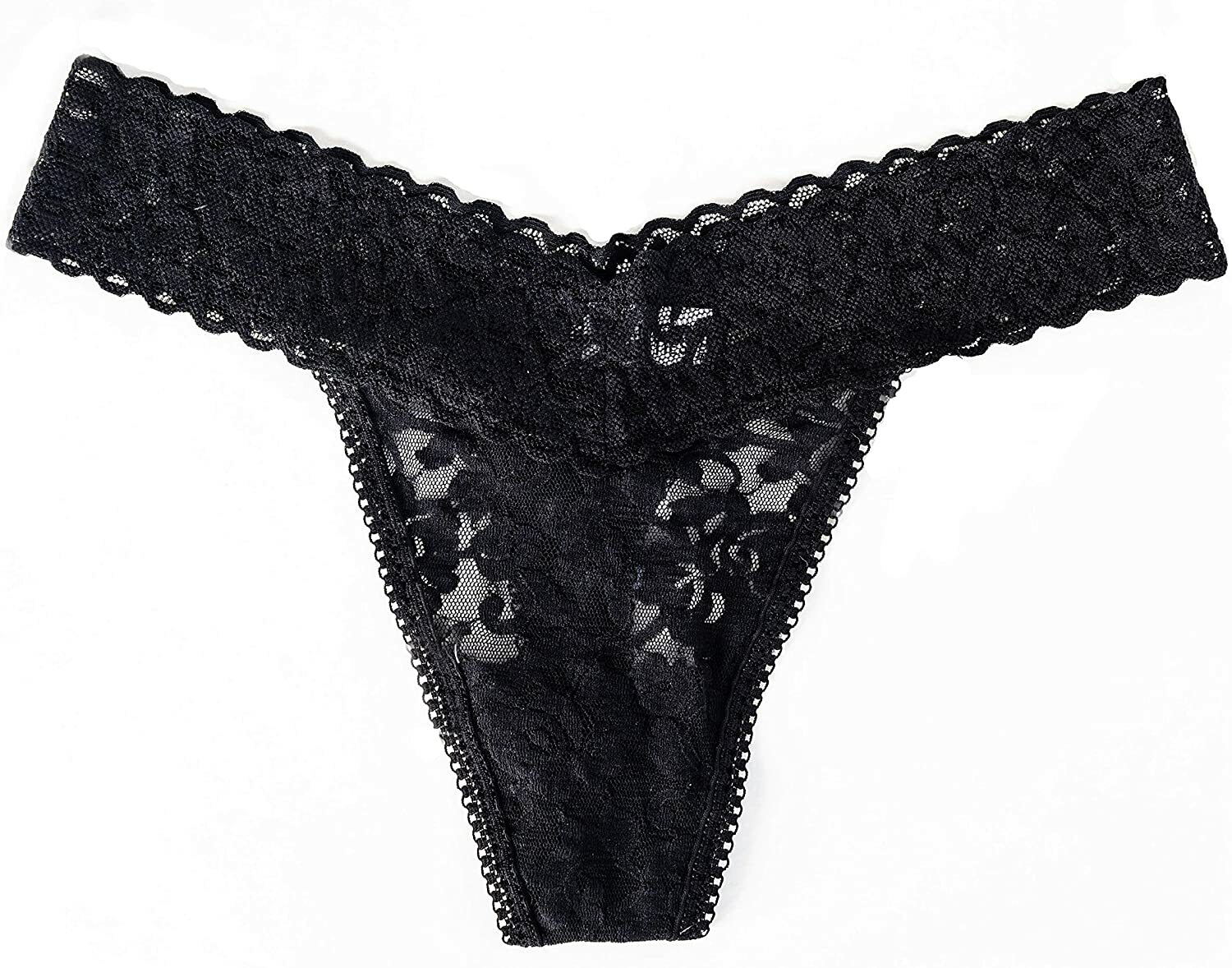 2 PACKAGES PANIC PANTIES MID-RICE BLACK LACE THONG SIZE 1XL-3XL NEW