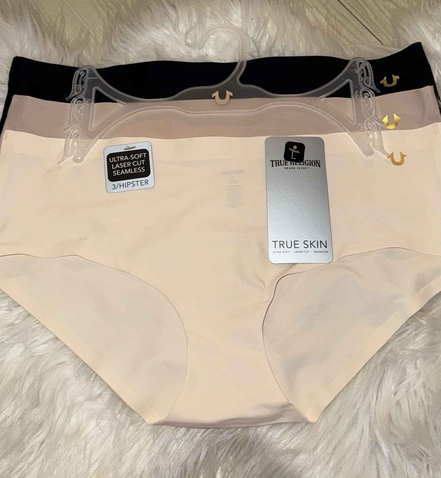 3 Pairs True Religion True Skin Hipster Panties Soft Laser Cut Seamless L Large