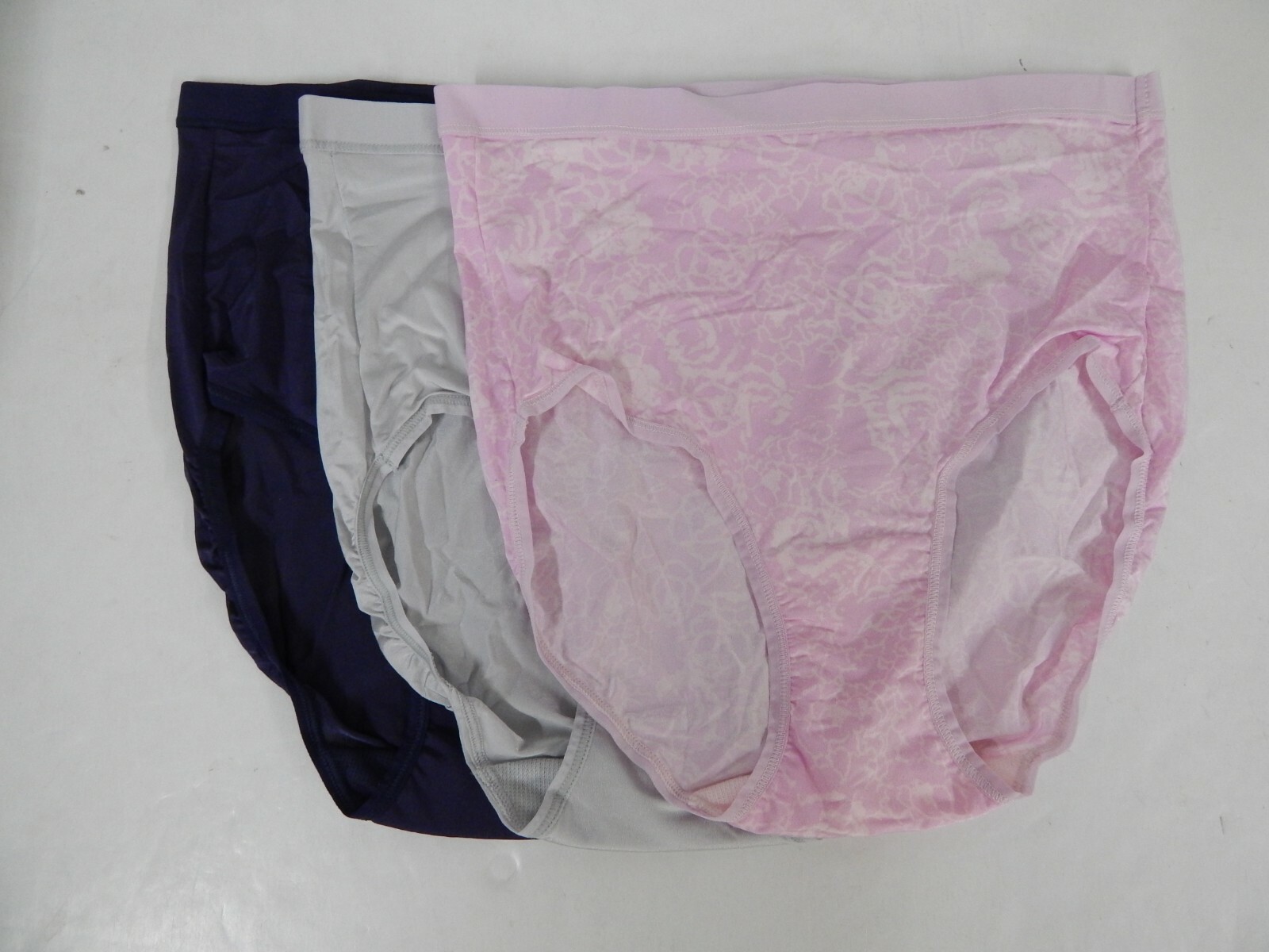 Breezies Silky Knit Full Brief Panties Set of 3-Swirl/Gray/Navy-Small-A382452