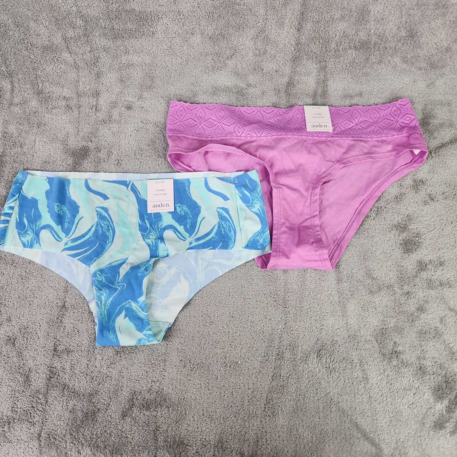 2 Womens Cheeky Underwear Lace Waistband Auden mixed lot of 2 Size S (4-6)