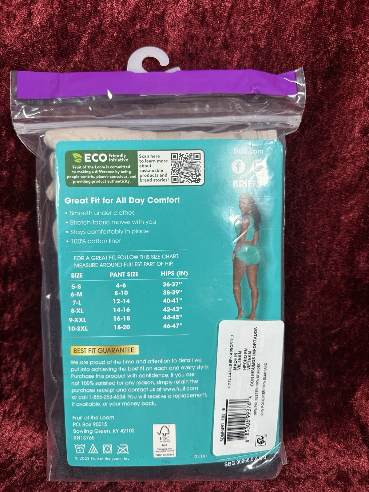 5 Pair FOTL Microfiber Briefs Size 6/M. No Panty Lines.