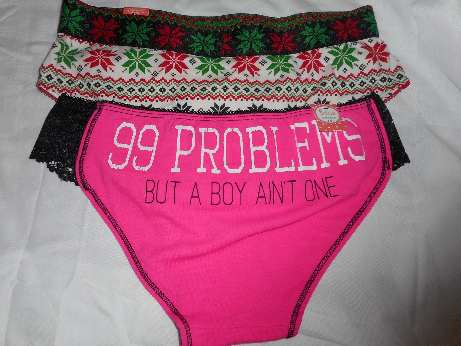 Women’s Flirtitude Bikini Panties Set of 2 X-Small 99 Problems & Snowflakes 13