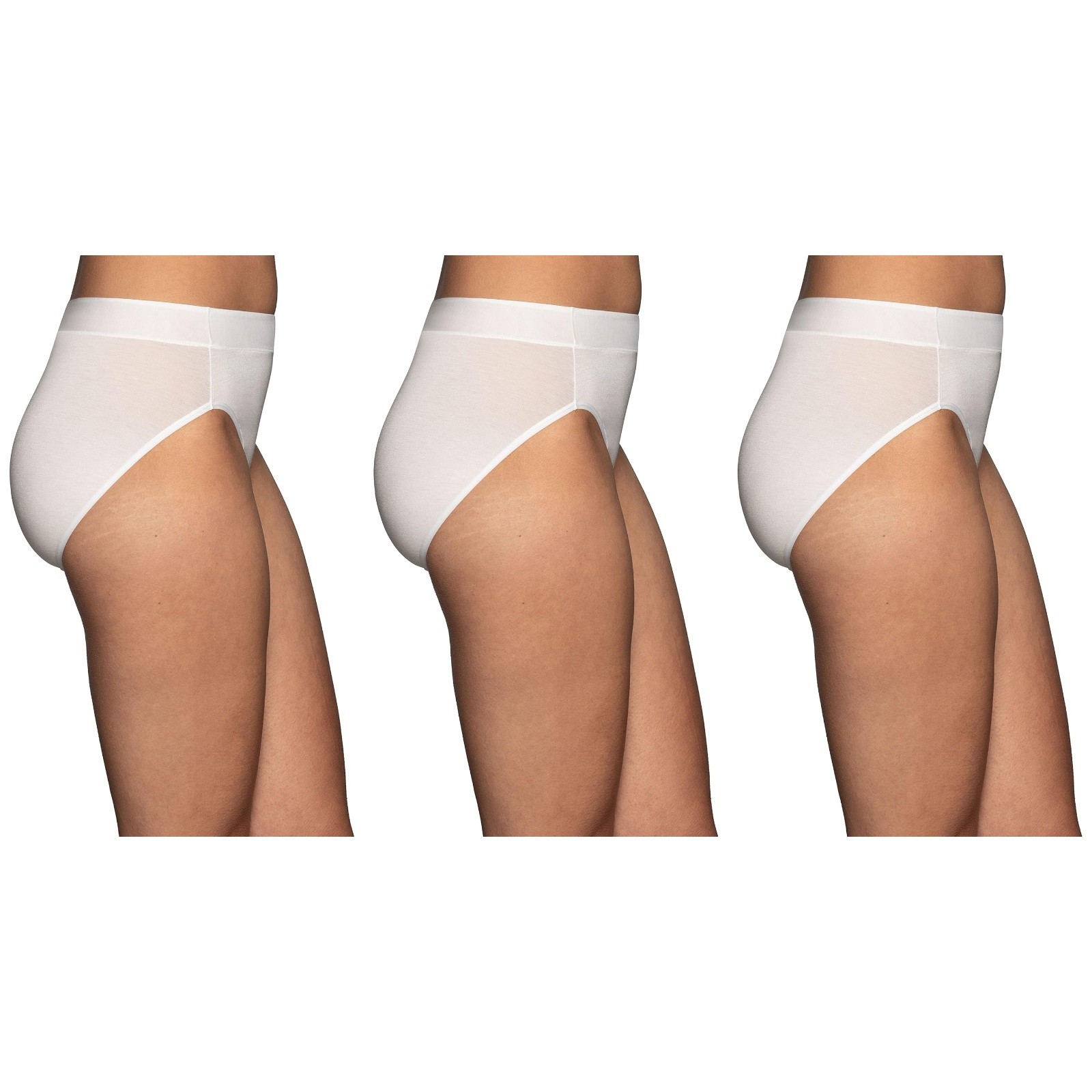 3 Pack Vanity Fair Beyond Comfort Modal 13250 Hi Cut Panty Underwear White 6 ~ 8