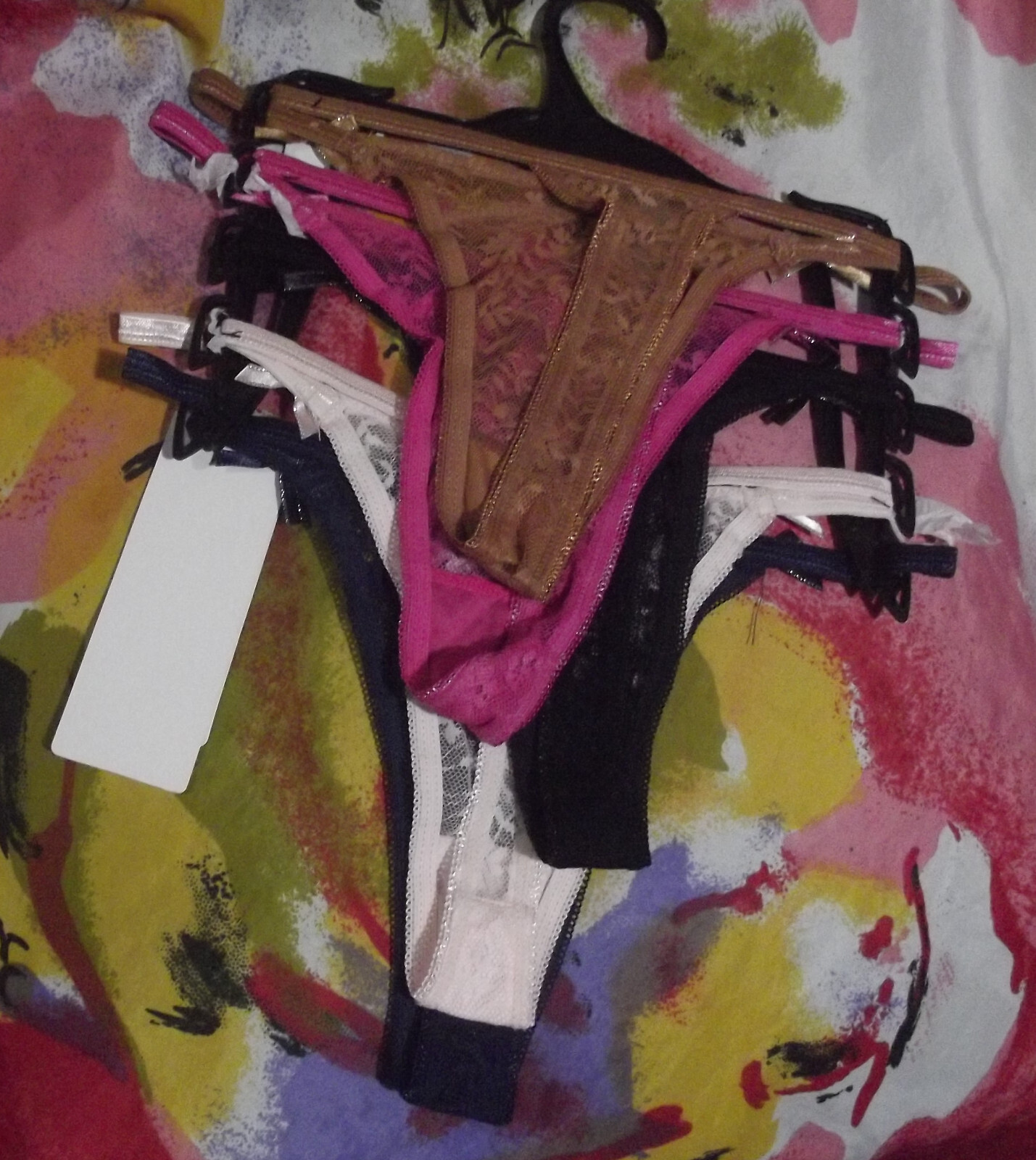5 NEW DAISY FUENTES INTIMATES DF4829 1 PRETTY LACE & MESH THONG PANTIES M