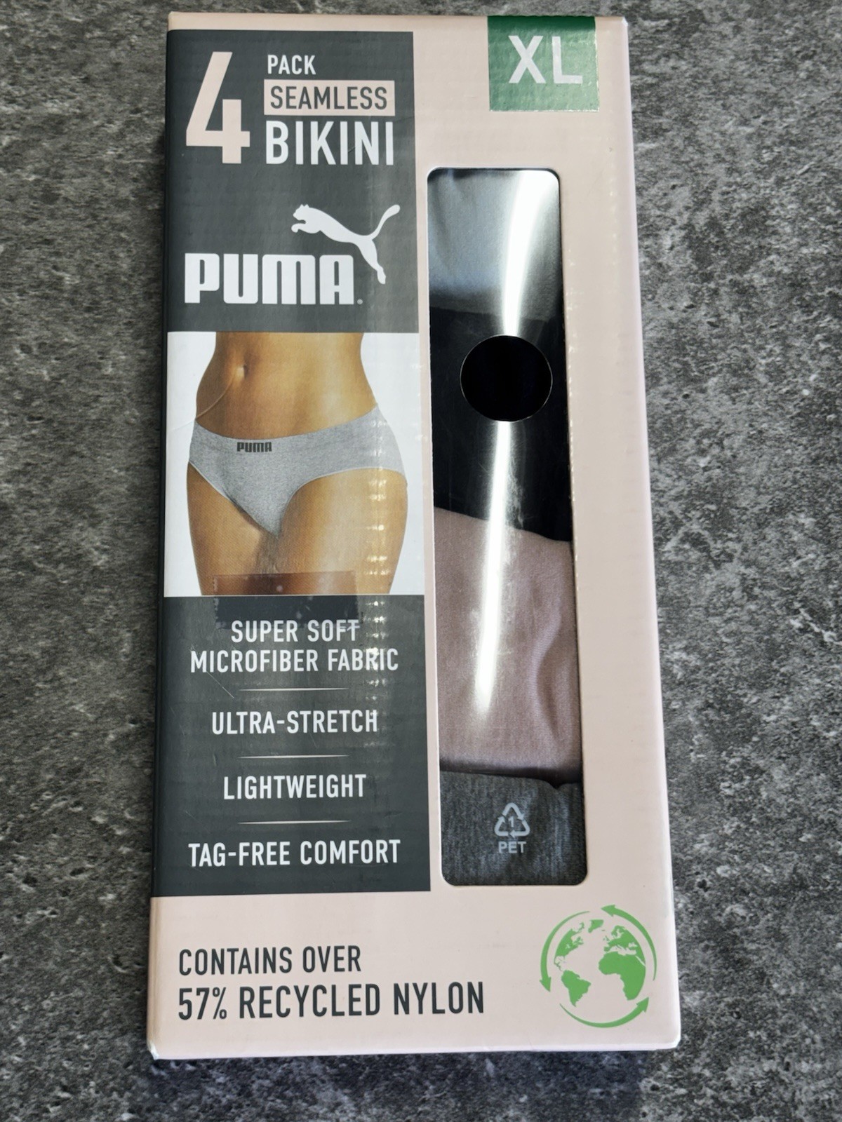 PUMA Ladies’ Seamless Bikini 4-Pack Size XL. Bin67