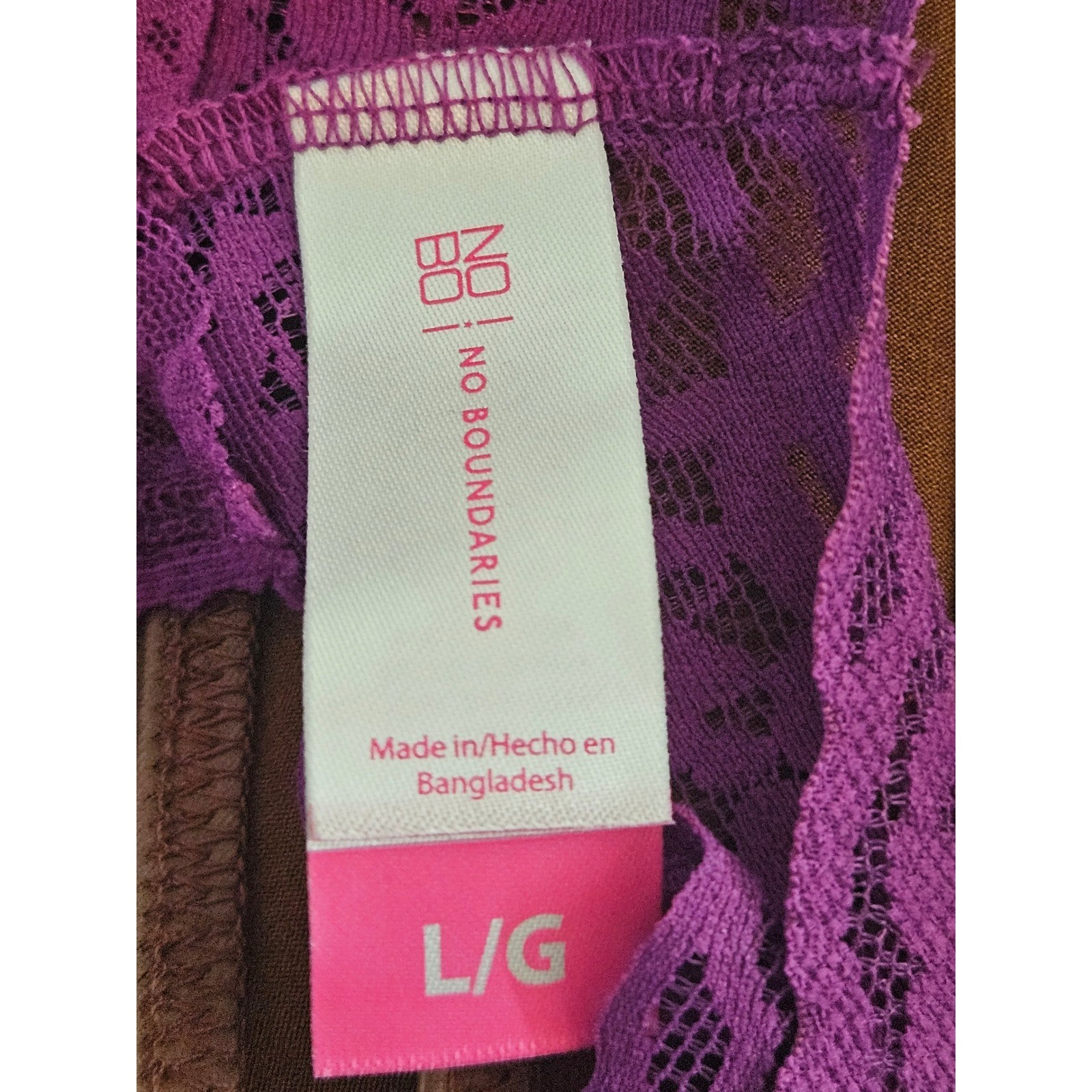 No Boundaries Womens Purple Floral Lace Thong Panty Size Large New With Tags