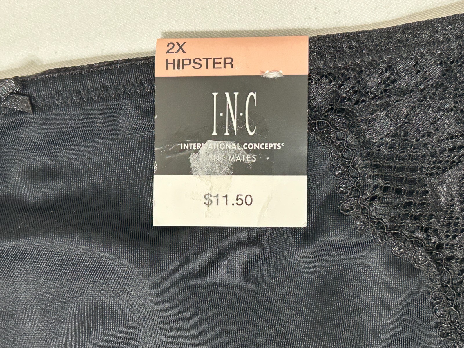 INC Underwear 2X Full Brief Sheer Lace Detail Panty Black International Concept