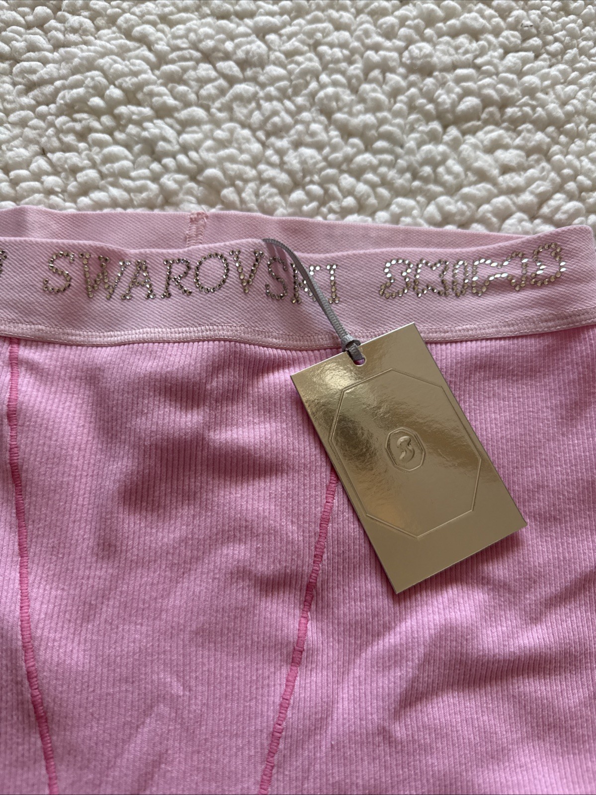 Skims Swarovski Bubble Gum Cotton Ribbed Boxers Size Small