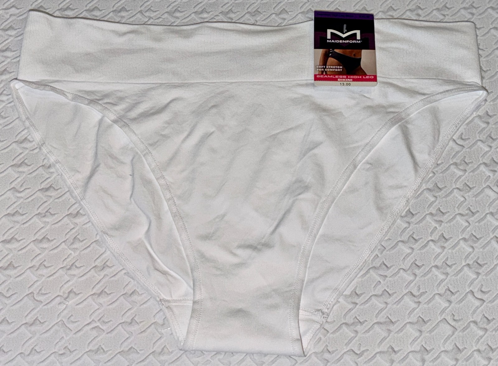 MAIDENFORM M Seamless White High Leg Bikini Panty Womens Sz M 6 L 7 2XL 9