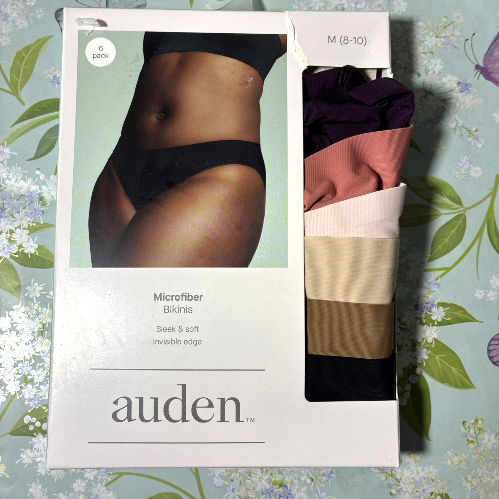 6 pack~ Auden Women’s M 8-10 Bonded Microfiber Bikini Underwear Multicolor
