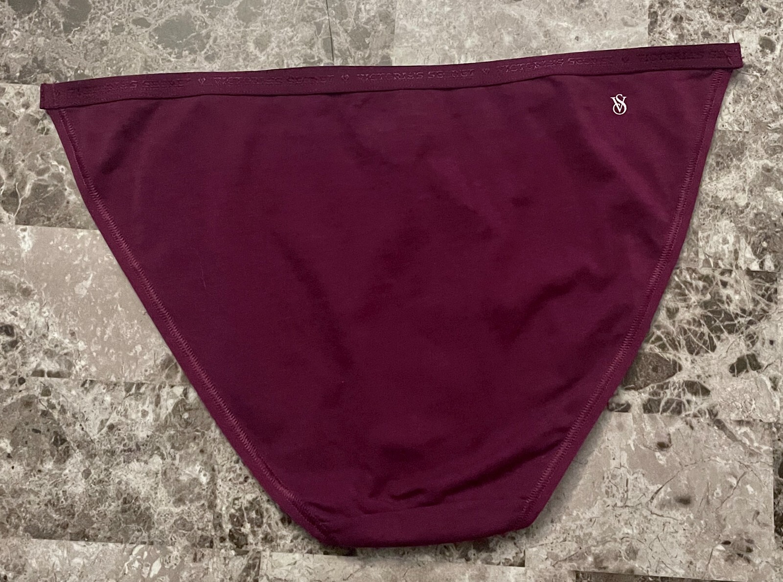 VICTORIA’S SECRET XL MAROON VS LOGO WAISTBAND STRETCH STRING BIKINI PANTIES