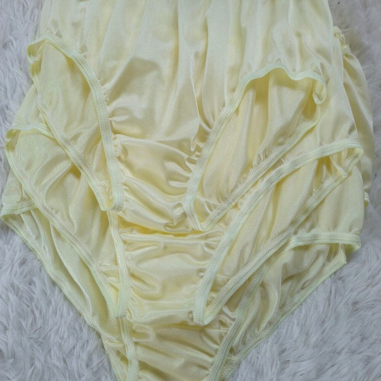 7pc Yellow Nylon Panties Underwear Silky Soft Smooth Briefs Full Waist 30″-36″ L