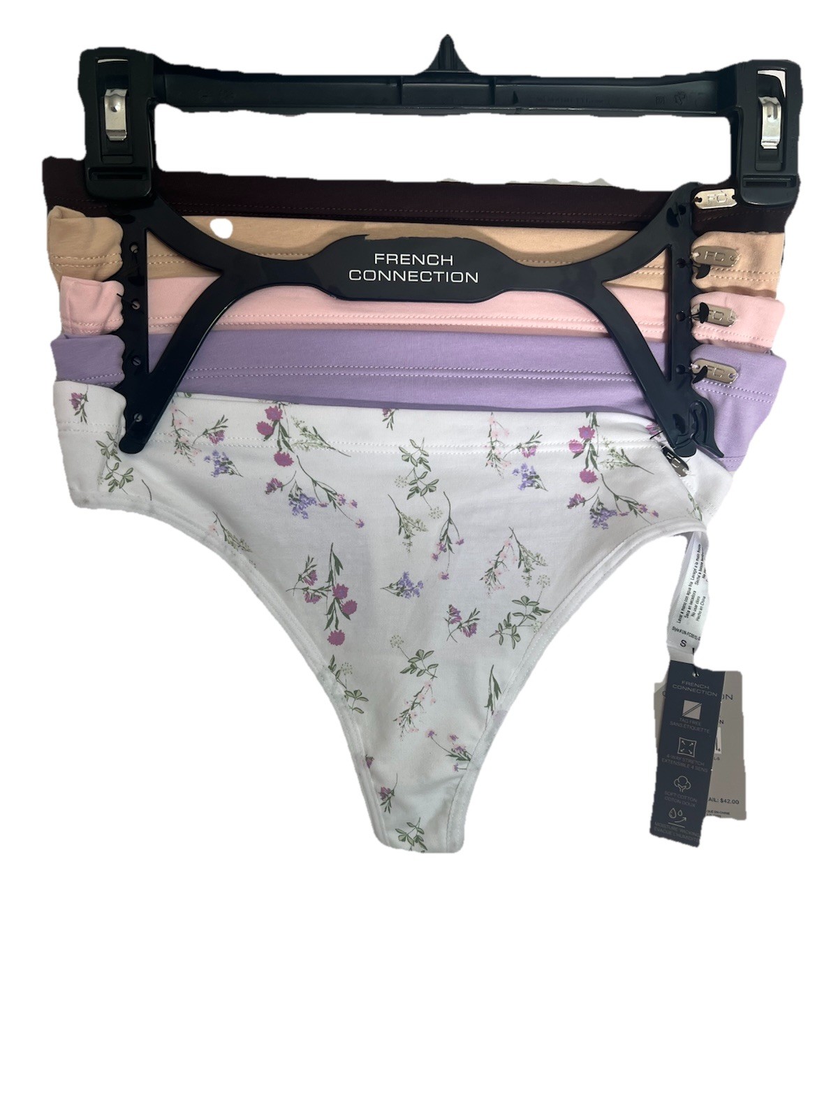 5-pack FRENCH CONNECTION Soft Cotton Blend Thong Panties SMALL NWT