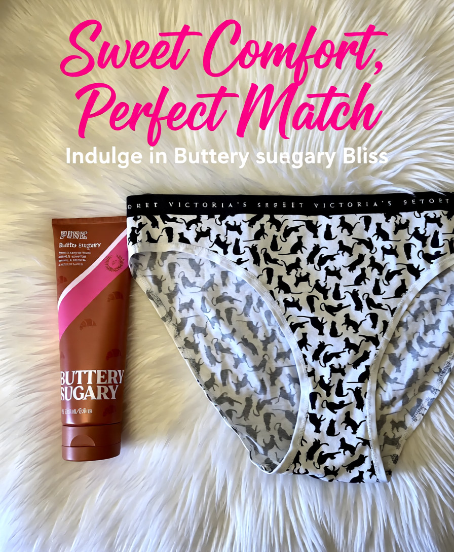 Victoria’s Secret PINK Cat Print Sexy Bikini Panty Size M & Buttery Sugary Body
