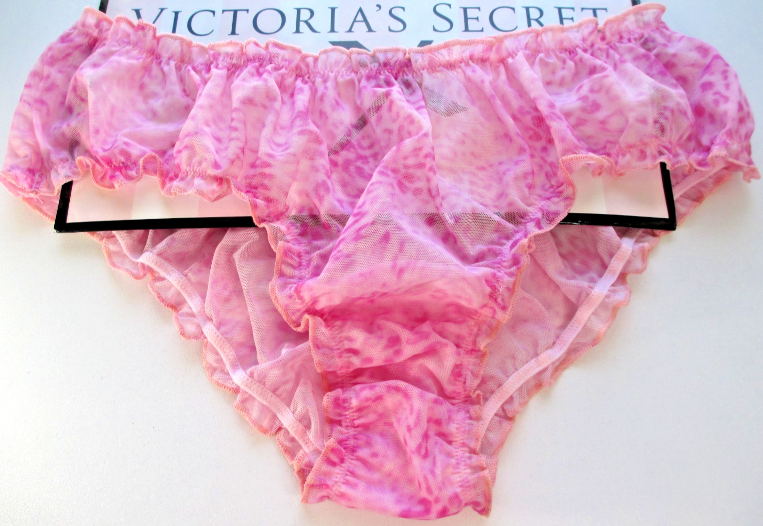 VICTORIA’S SECRET PINK Cheeky Panty S M L XL Pink Leopard NWT Flutter VS Ruffle