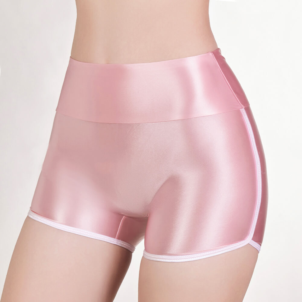 Women’s Oil Shiny Glossy High Waist Boxer Briefs Panties Sports Shorts Underwear