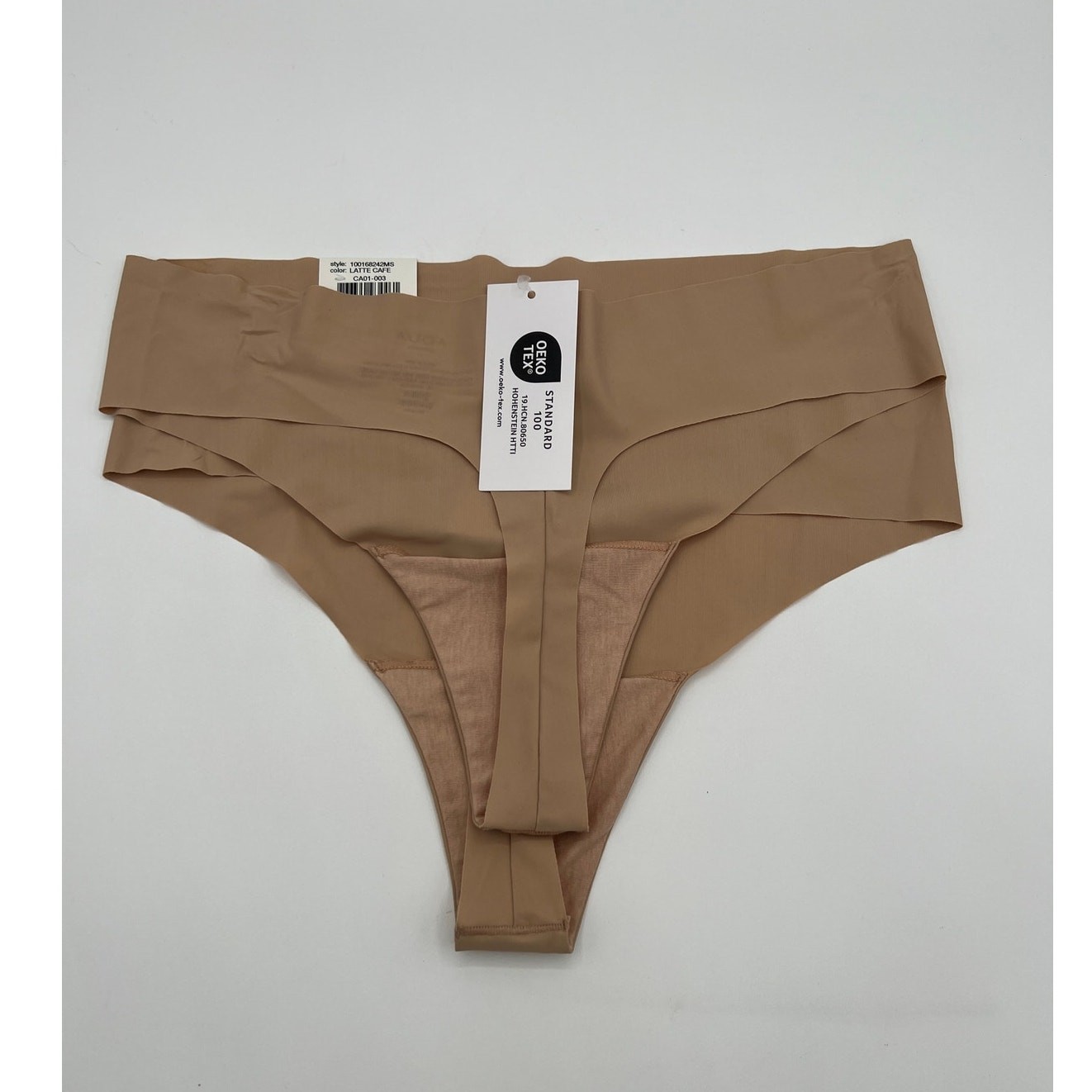 AQUA INTIMATES SIZE LARGE MICROFIBER MID RISE THONG PANTY LATTE CAFE 2 PAIR NEW