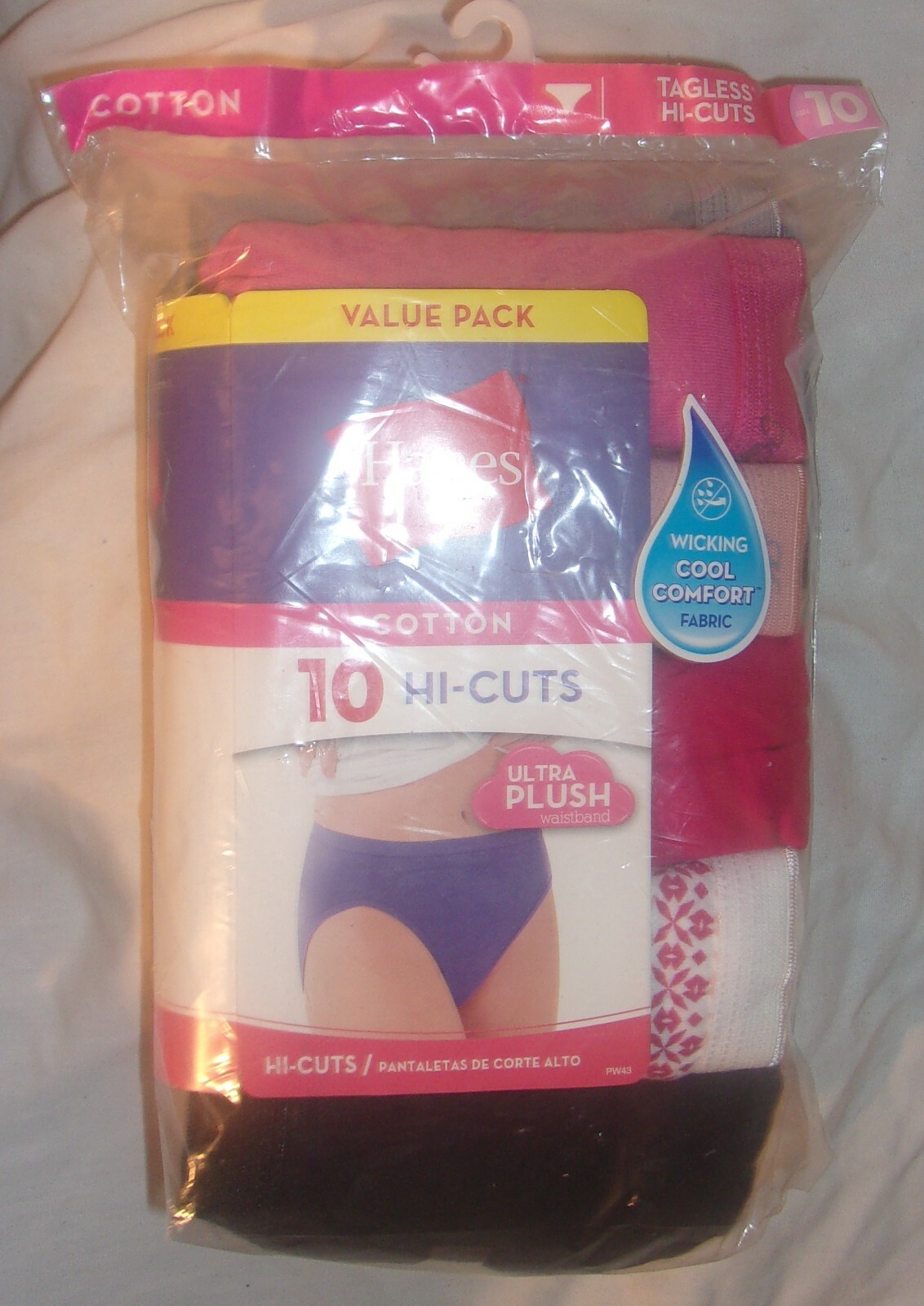 HANES HIGH CUT PANTIES SIZE 10, 10 PACK NEW IN PACKAGE