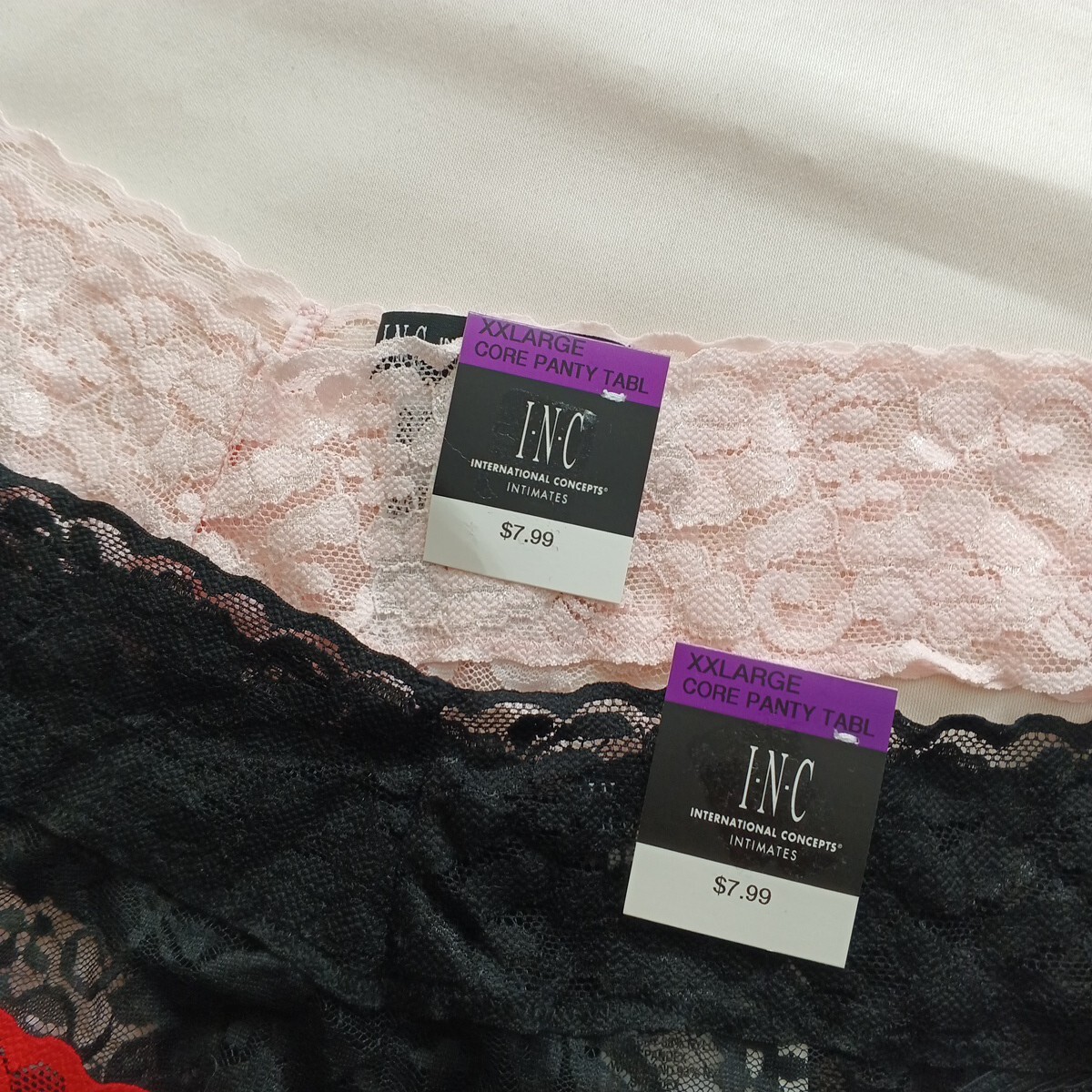 3 Pack INC Women Sexy Lace Thong Size 2XL Multicolor Spandex Nylon