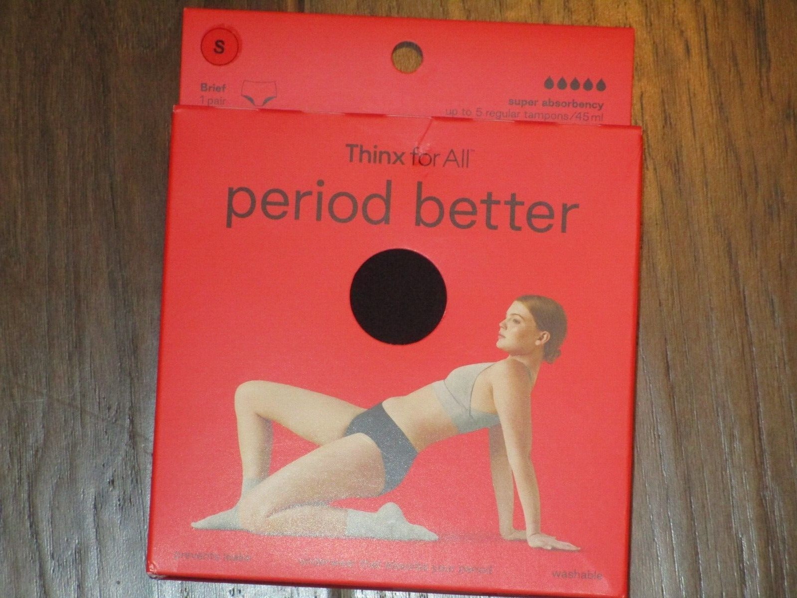 THINX FOR ALL BLACK SUPER ABSORBENCY BRIEF PERIOD-PROOF PANTIES SIZE SMALL NEW