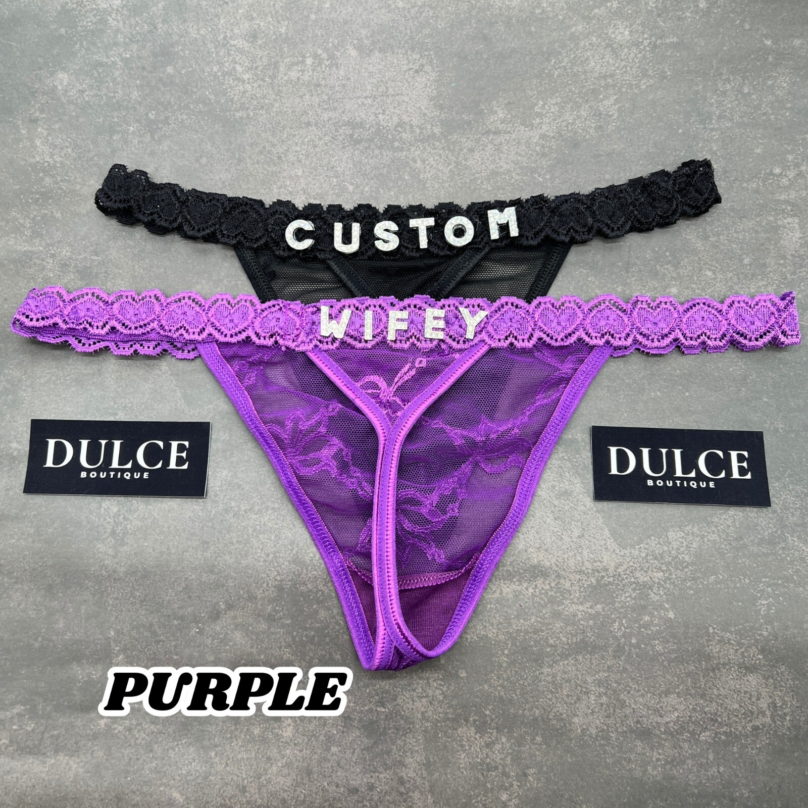 Personalised Thong Custom Thong with Rhinestone Letters