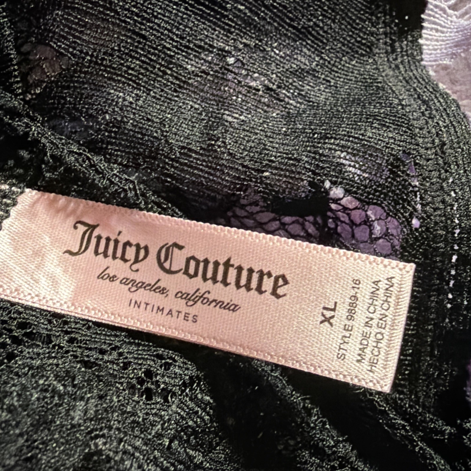 JUICY COUTURE Sz: XL -5 Pack Lace Thongs Rhinestone Detail 90% Nylon-10% Spandex
