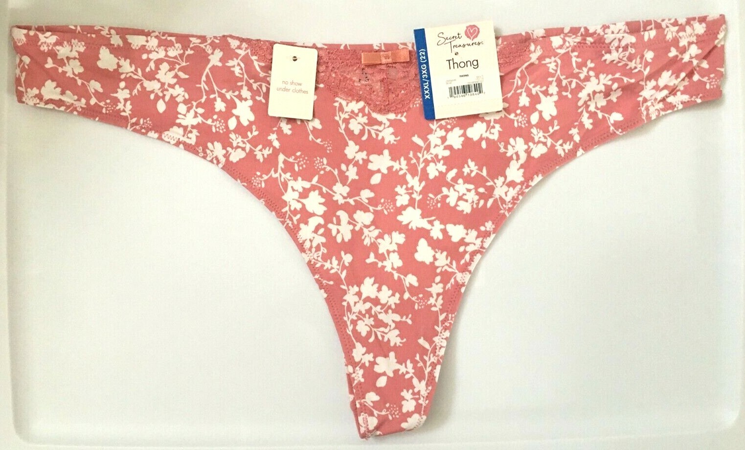 Womens Sexy Mauve Floral Thong Panties Size 3X No Show Lace Insert Smooth NWT
