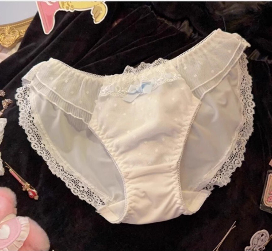 Japanese girly retro cotton plaid sweet ruffle briefs Underpants Sweet panties