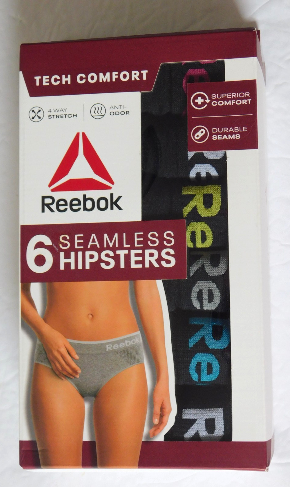 Womens Reebok 2X-Large Hipster Black Panties 6 Pack 2XL 4 Way Stretch
