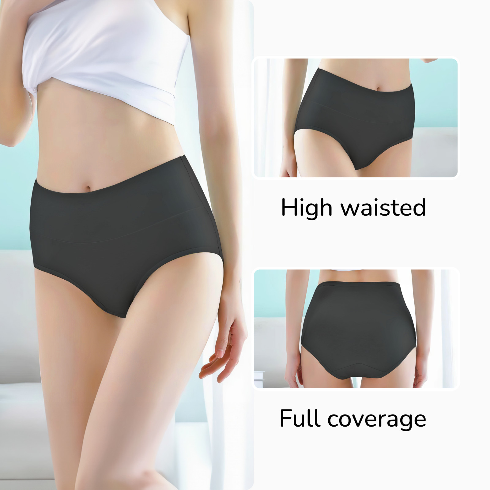 Ladies 5 Pack High Waist Full Briefs Cotton Underwear Knickers for Women S – 5XL