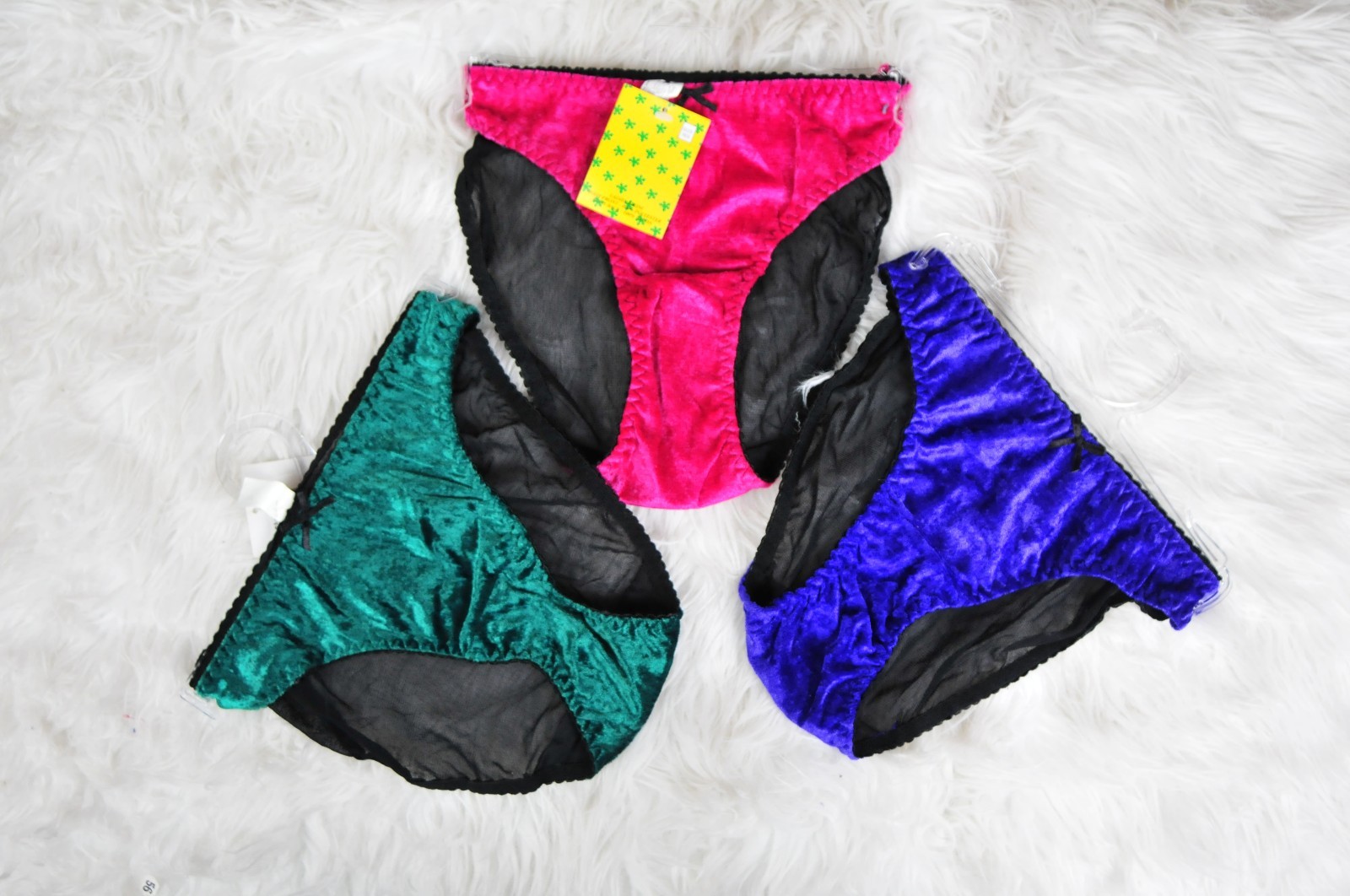 Mesh back VELVET blue Pink Purple Green full panties Knickers S M L CHOOSE!