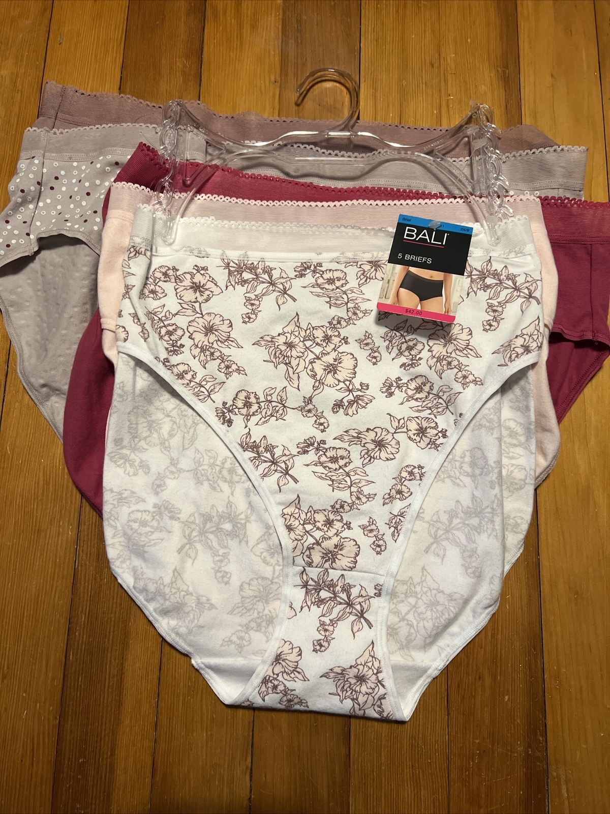 Bali Brief Panties 5-Pack Women 2 XL/9 Cotton Stretch Underwear DRCL 61
