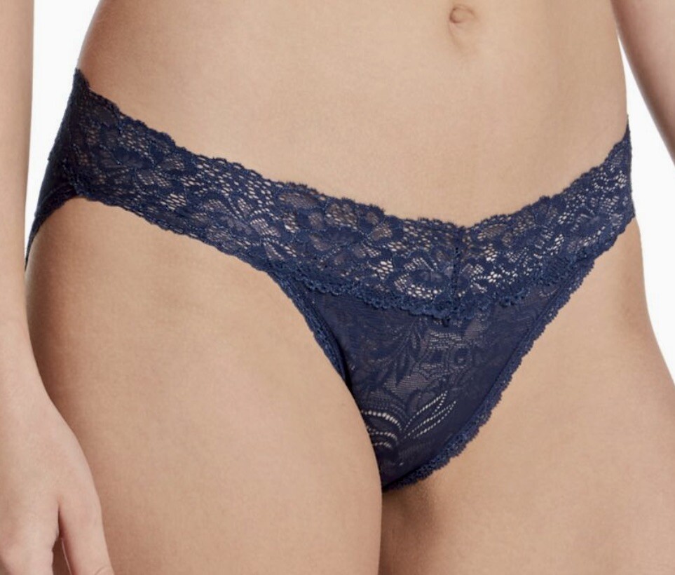 MAIDENFORM Luxurious Stretch Lace Navy Blue V Waist Bikini Panty Women S M L 2XL