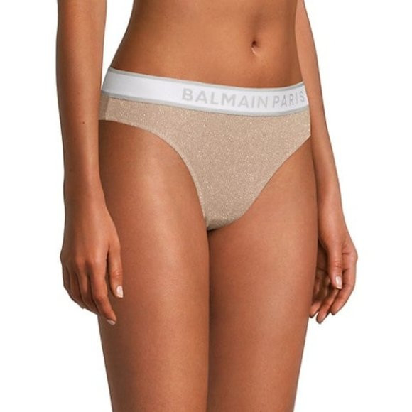Balmain Logo Band Brazilian Panties Sz 36 / US 4