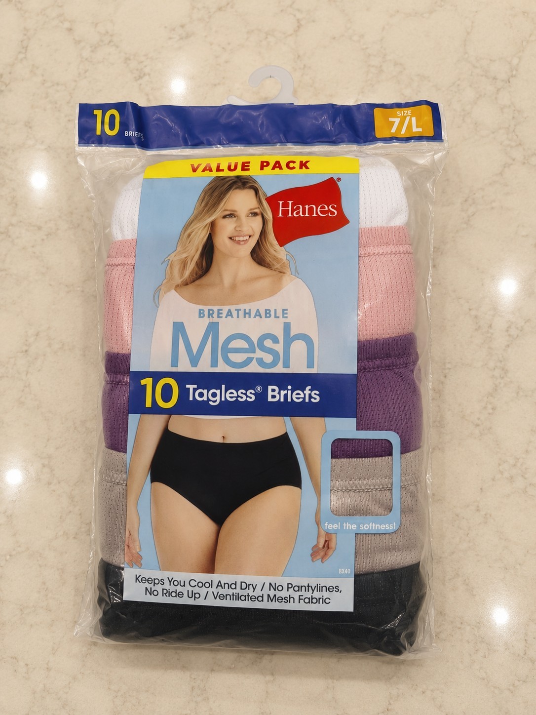 Hanes Women’s Size 7/L Mesh Briefs Underwear 10 Pack NEW