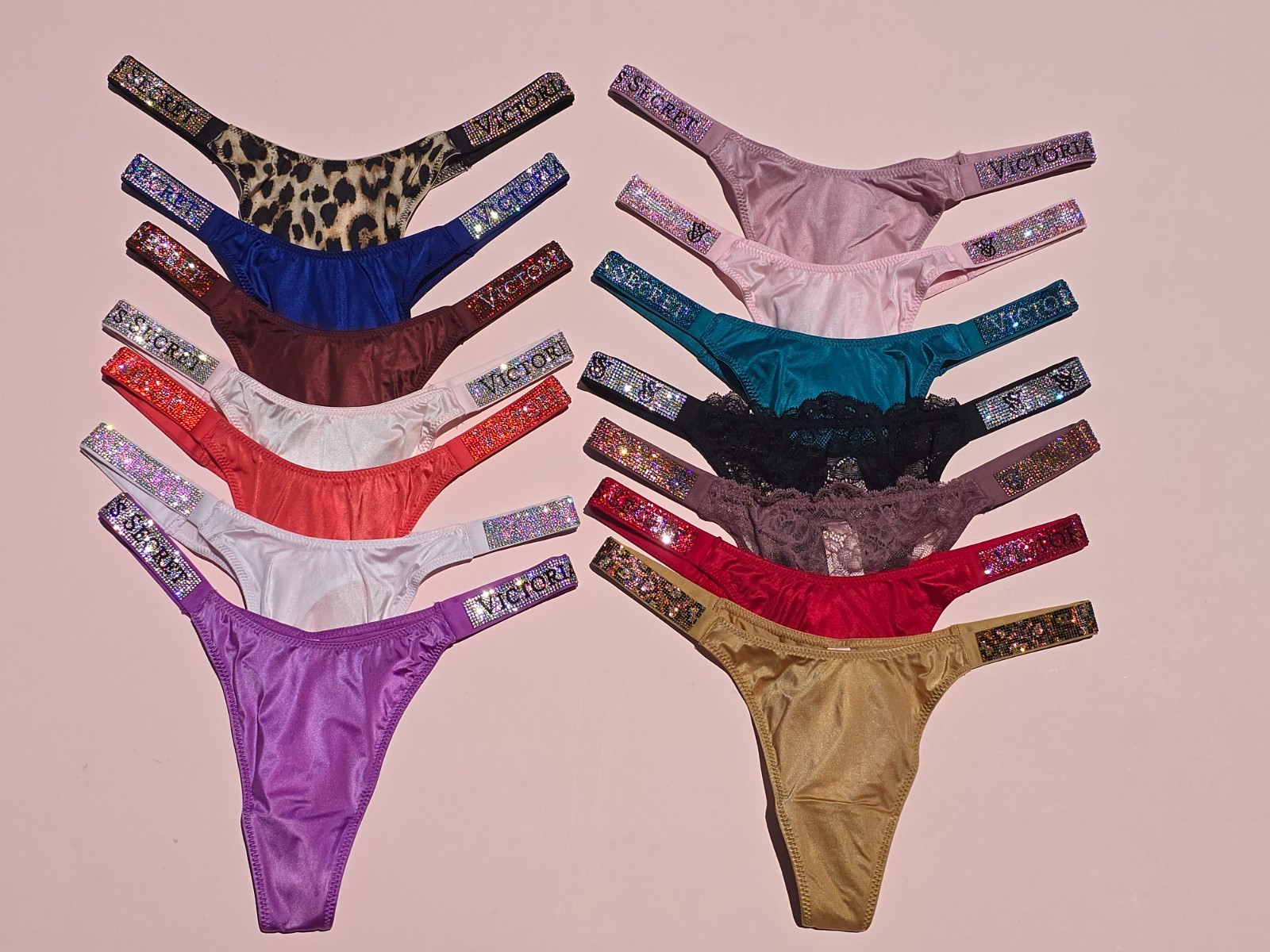 Victoria’s Secret Shine Strap Thong Bling Very Sexy Panty Rhinestone All Sizes