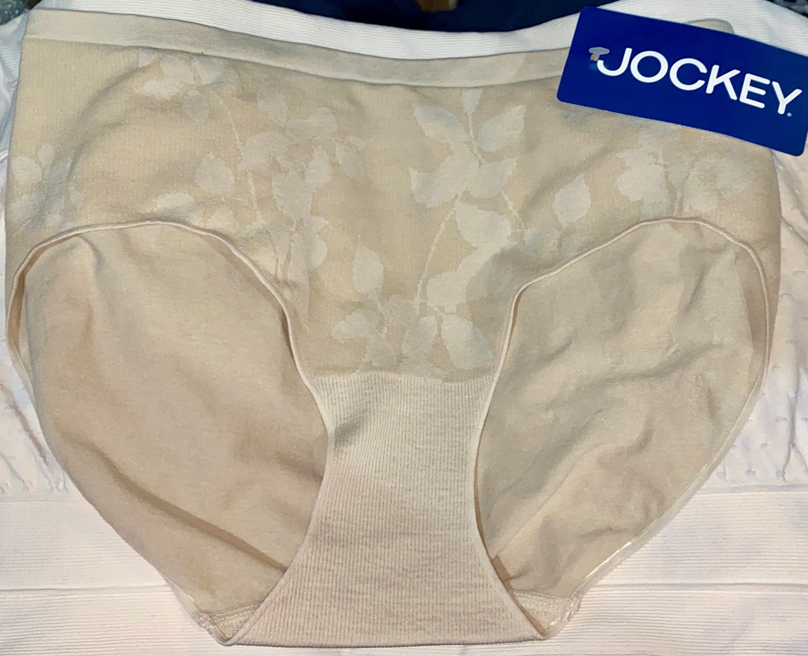 JOCKEY EcoComfort Light Nude Floral Leaf Hipster Panty NEW Womens Sz 5 S