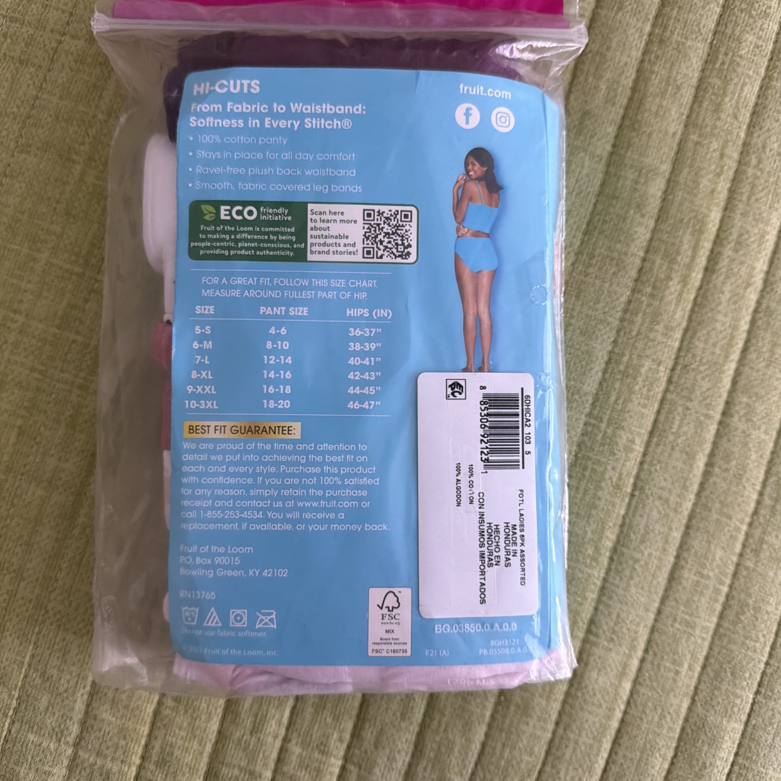 Ladies Fruit Of The Loom 6 Cotton Hi-Cuts Ravel Free Waist Band/No Ride Up Brief