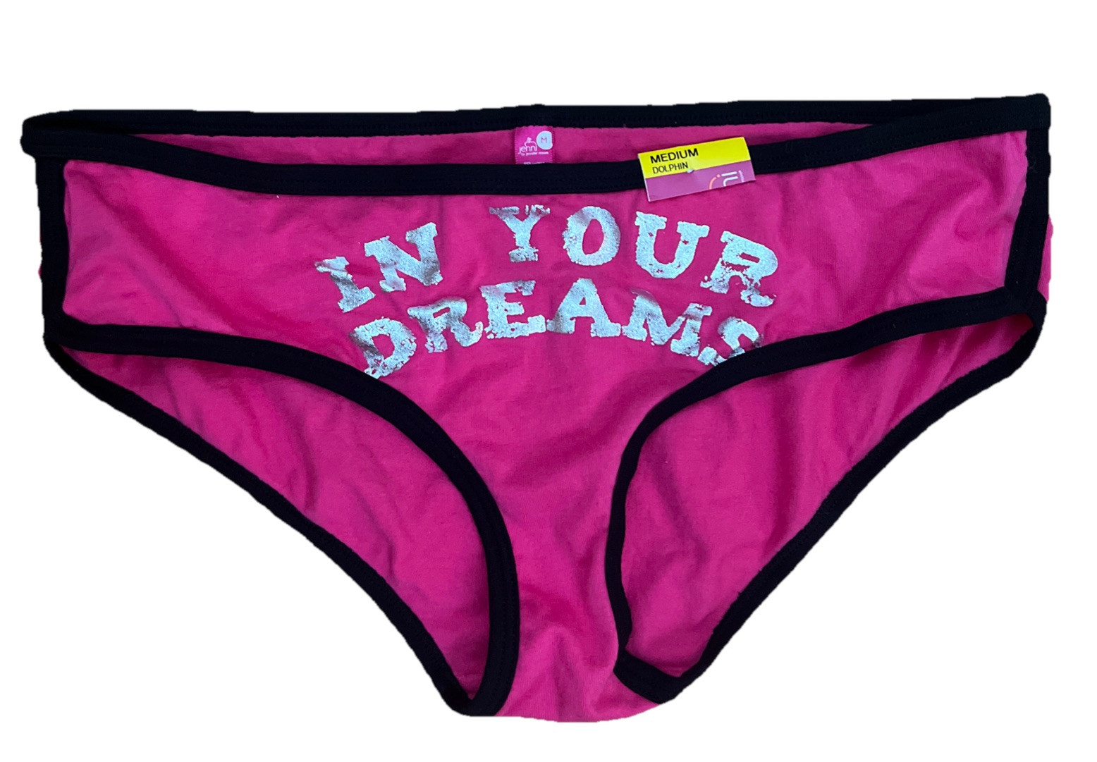 Jenni Womens Dolphin Hipster Panties Cotton Stretch Pink Silver Foil NEW