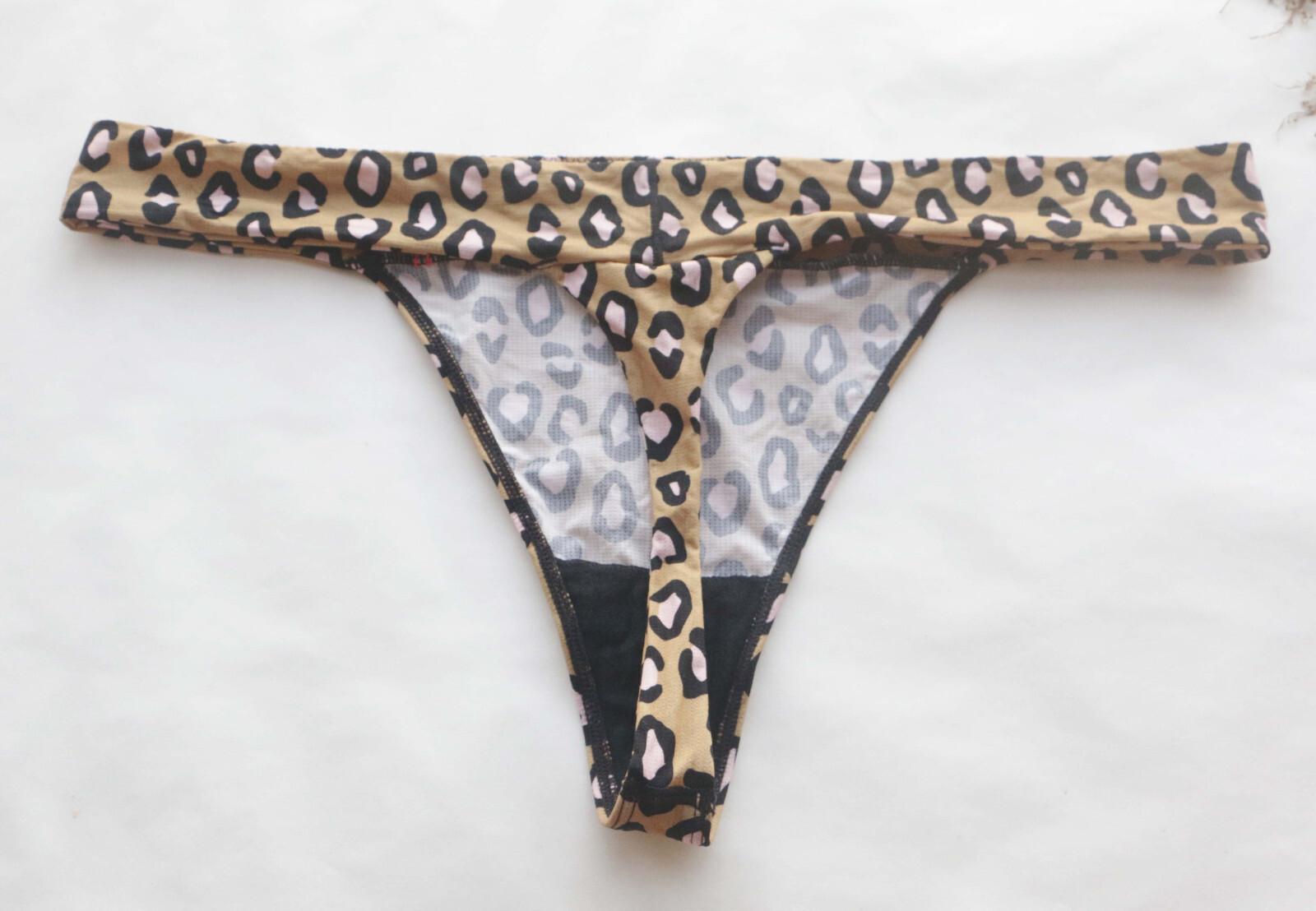 2PCS Women Sexy Thongs Leopard&Solid T-BACK Underwear Hipster G-string panties L