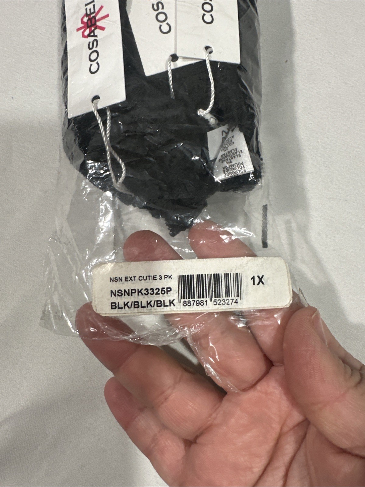 NWT Cosabella [ 3PC – 1X ] Never Say Never Extended Cutie Thong in Black T2184