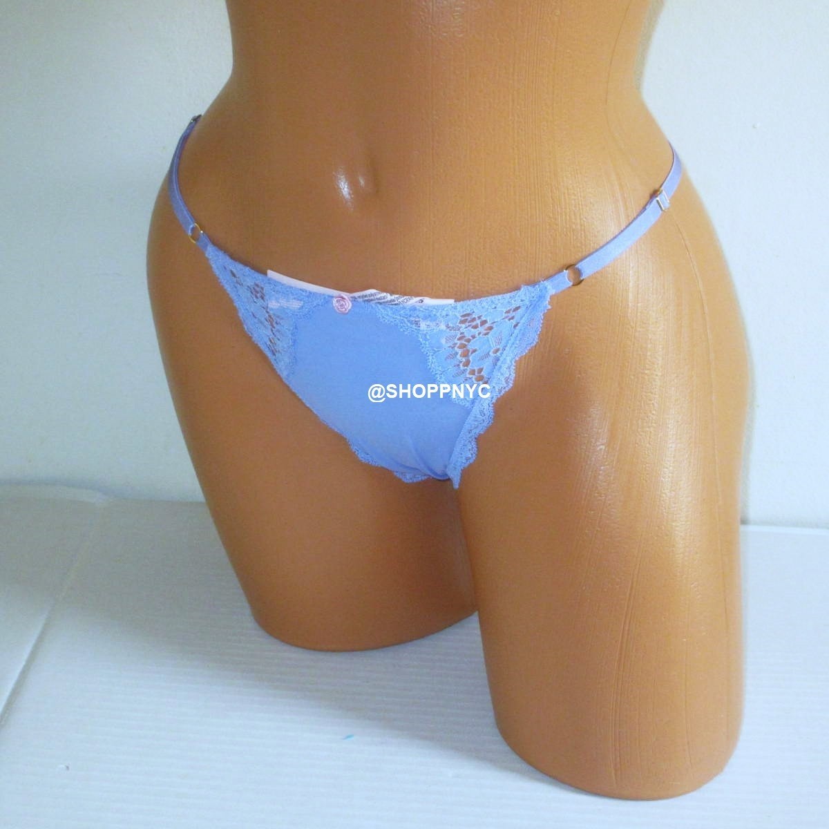 VICTORIA SECRET Dream Angels V-String Thong panty adjustable blue SIZE M, L nwt